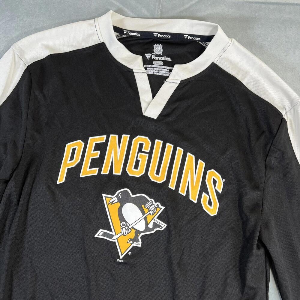 Fanatics Pittsburgh Penguins Jersey Shirt Mens Small Black Slapshot NHL Hockey - Picture 2 of 9